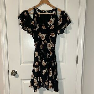 J.O.A. Los Angeles Floral Black Dress